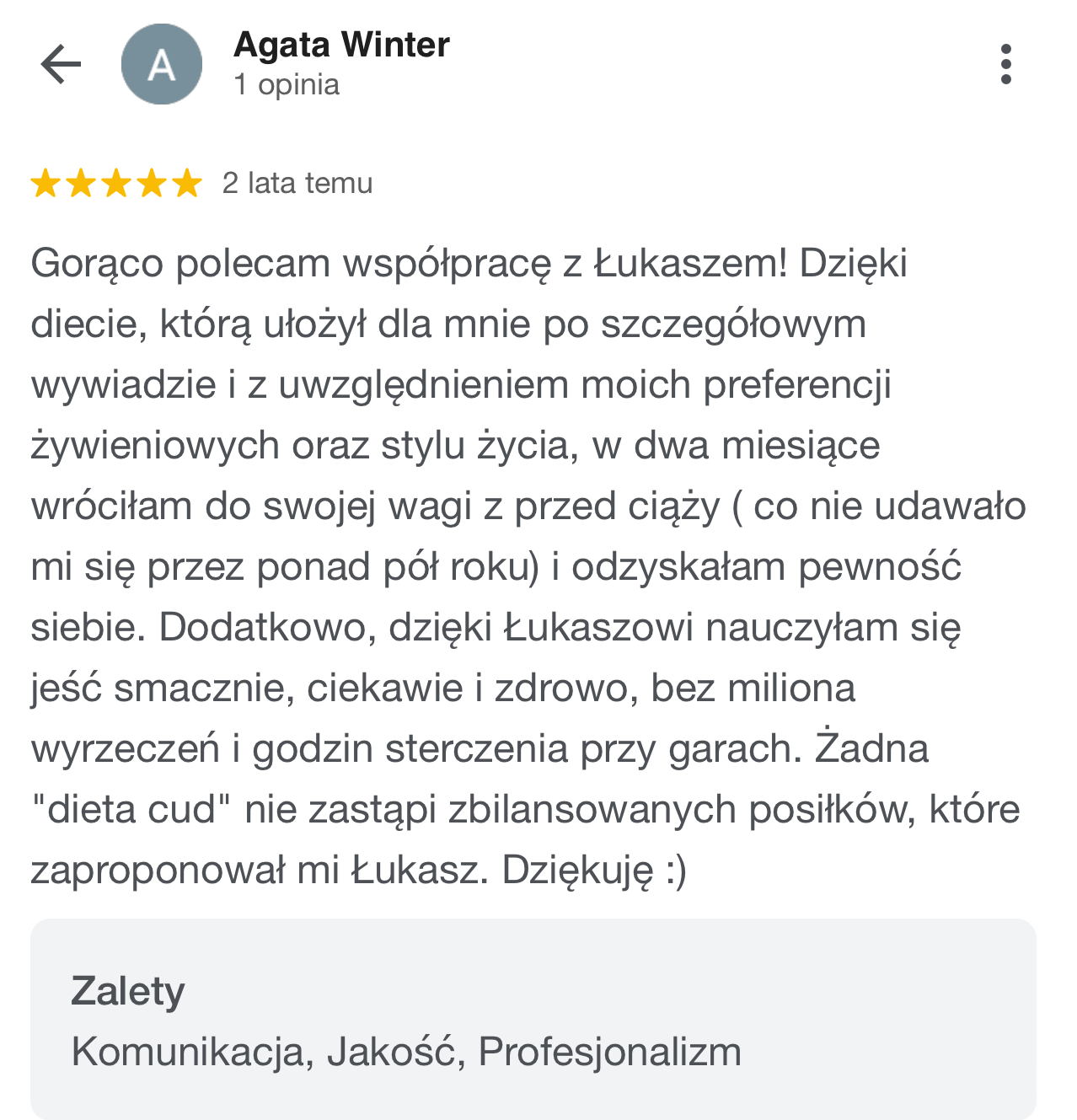 Agata Winter (Opinia Google)