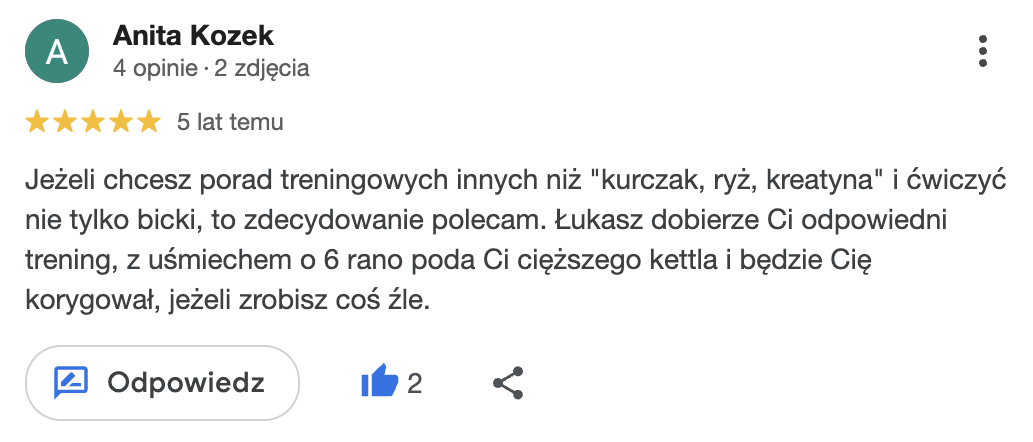 Anita Kozek -Kapuścińska (Opinia Google)