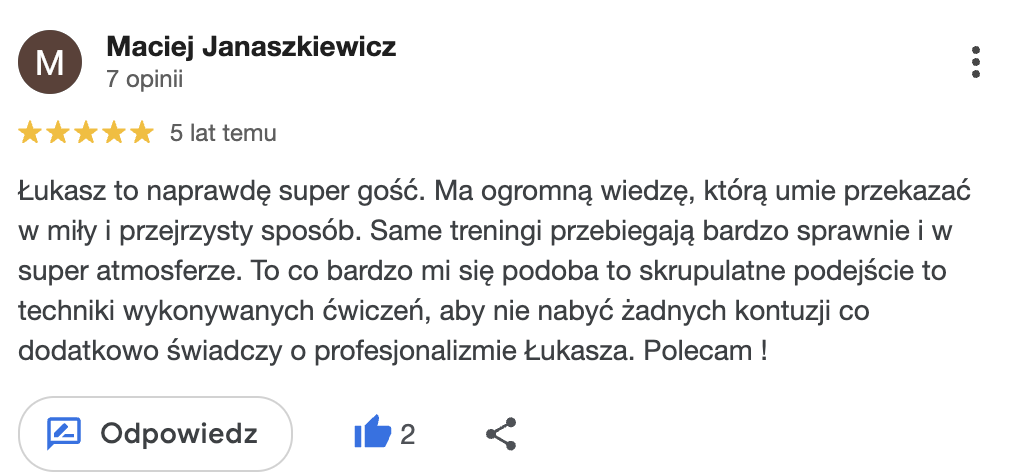 Maciej Janaszkiewicz (Opinie Google)