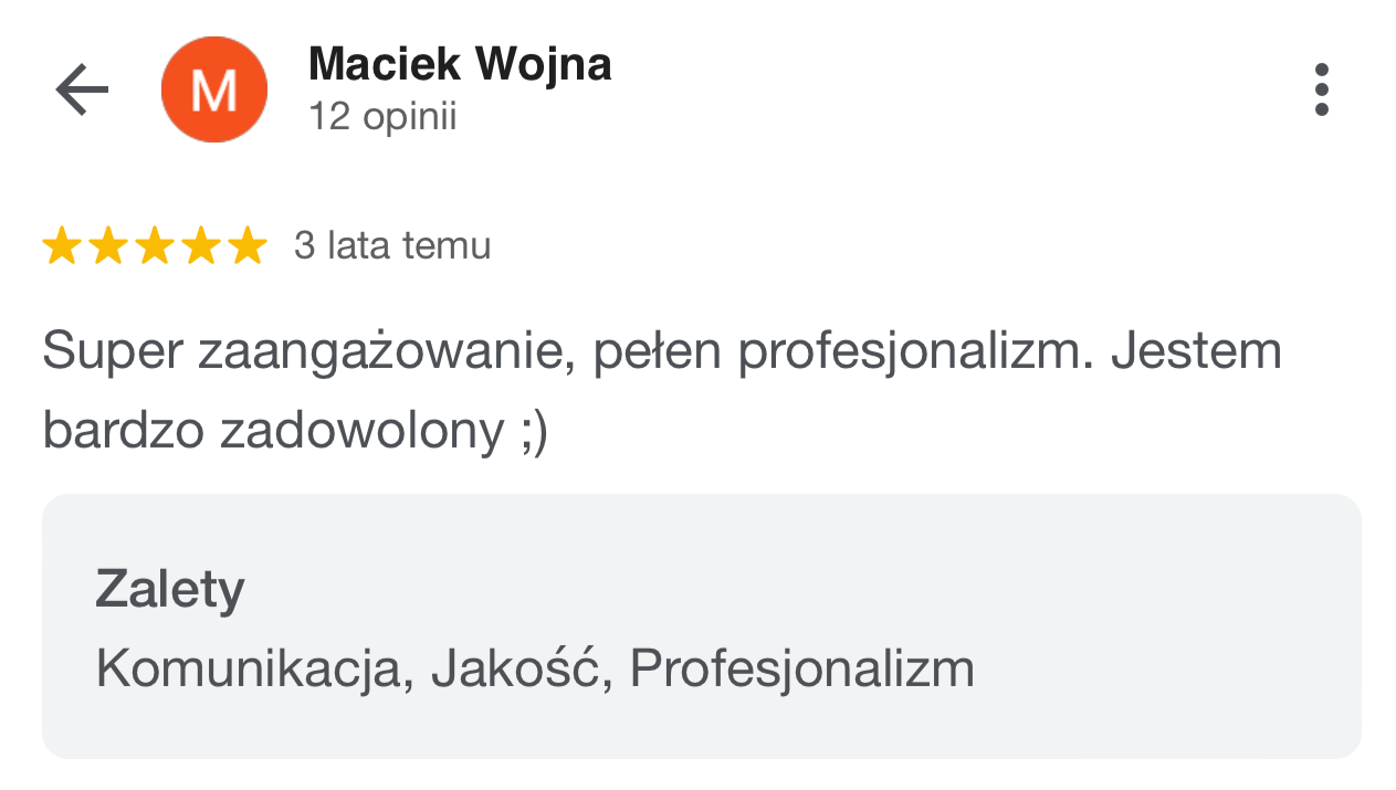 Maciej Wojna (Opinia Google)