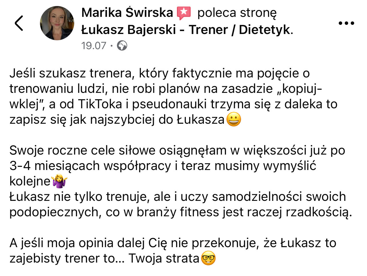 Marika Świrska (Opinia Facebook)