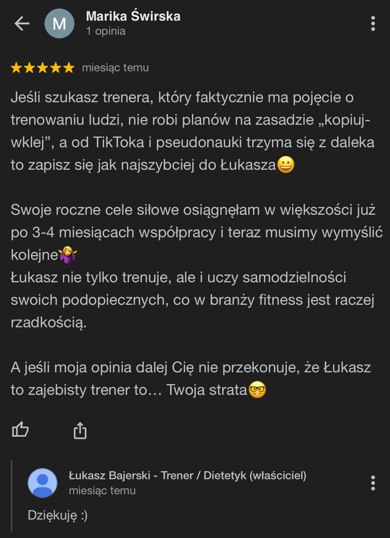 Marika Świrska (Opinia Google)