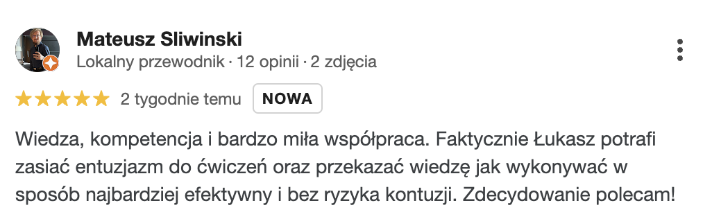 Mateusz Śliwiński (Opinia Google)