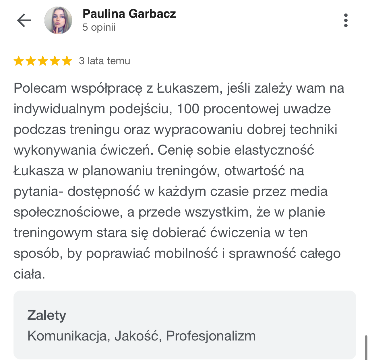 Paulina Garbacz (Opinie Google)