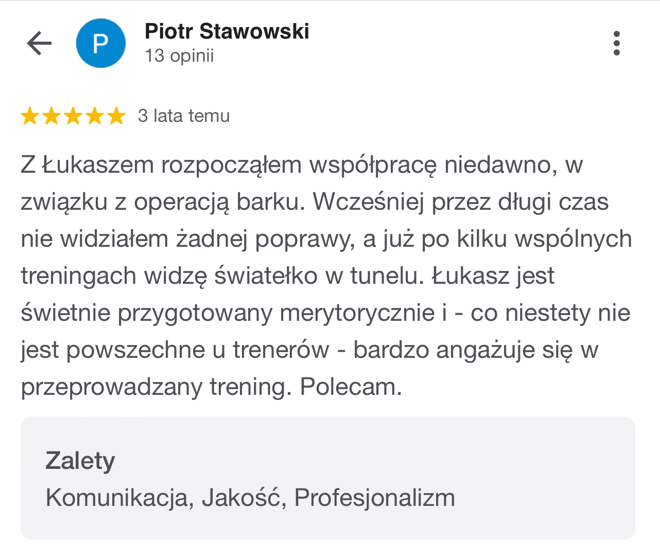 Piotr Stawowski (Opinie Google)